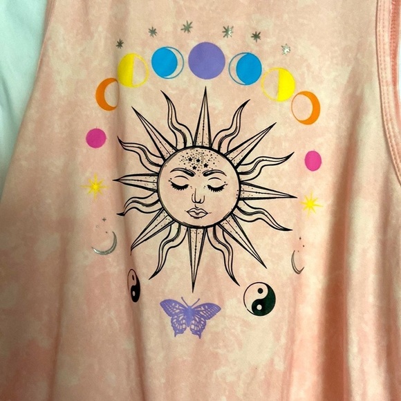 Noboundaries sz-L(11-13) tweenTop- sunDial- fun astrological design- peachy/Pink - Picture 11 of 16
